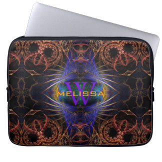 Funda Para Portátil Alas y plumas de búho fractal Nombre personalizado