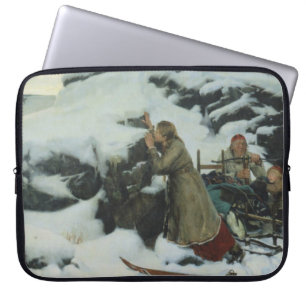 Funda Para Portátil Aldea quemada en invierno (por Albert Edelfelt)