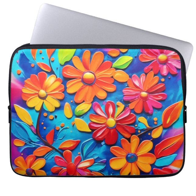Funda Para Portátil Alegre Pintura Floral (Frente)