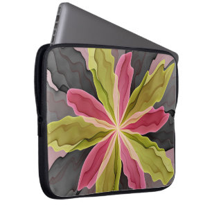 Funda Para Portátil Alegría, antracita verde rosada Fantasía Flower Fr