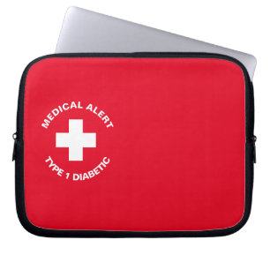 Funda Para Portátil Alerta médica personalizada Rojo diabético