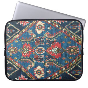 Funda Para Portátil Alfombra antigua persa turca, azul