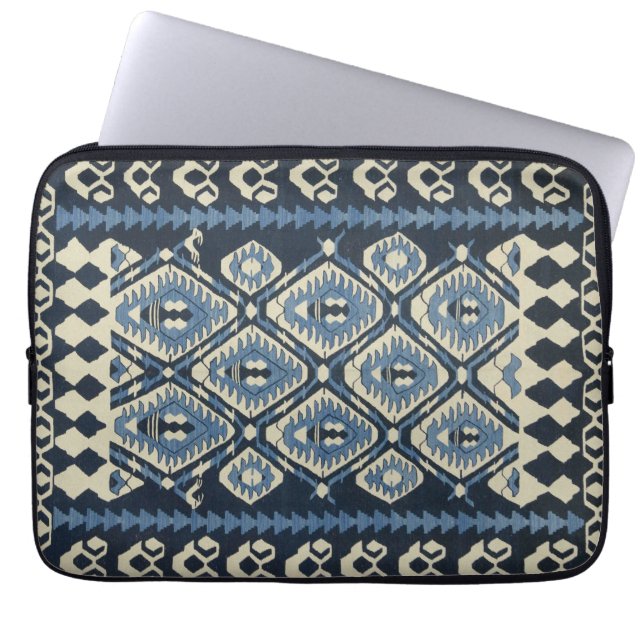 Funda Para Portátil Alfombra azul persa turca oriental (Frente)