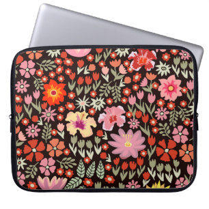 Funda Para Portátil Alfombra Floreciente: Vintage floral sin foco.