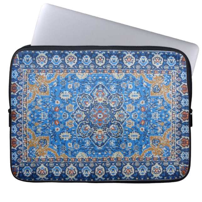 Funda Para Portátil Alfombra persa oriental azul turca antigua (Frente)