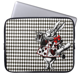 Funda Para Portátil Alicia de conejo blanco en diamantes de tierras de