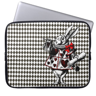 Funda Para Portátil Alicia de conejo blanco en diamantes de tierras de