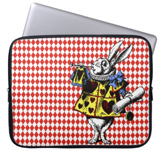 Funda Para Portátil Alicia de conejo blanco en diamantes de tierras de