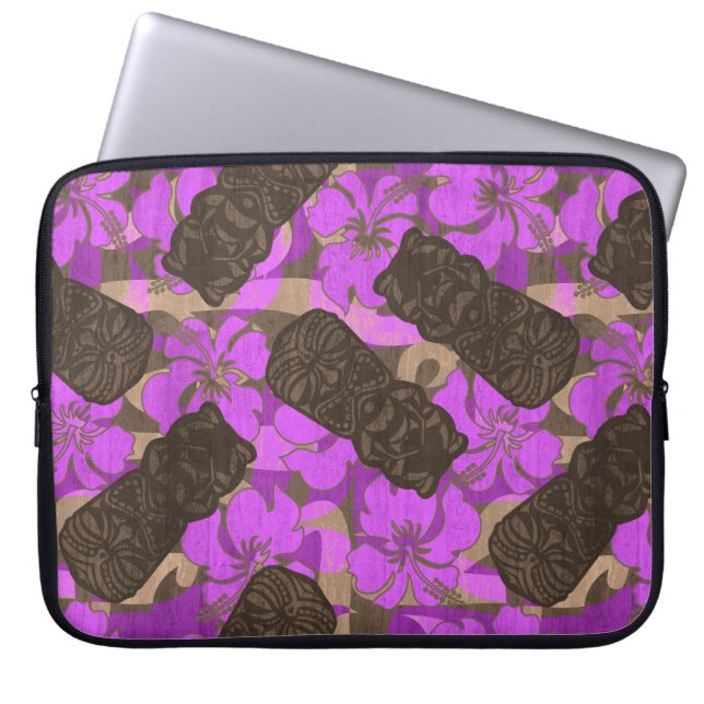 Funda Para Portátil Ali'i Refugio Hawai Hibiscus Tiki (Frente)