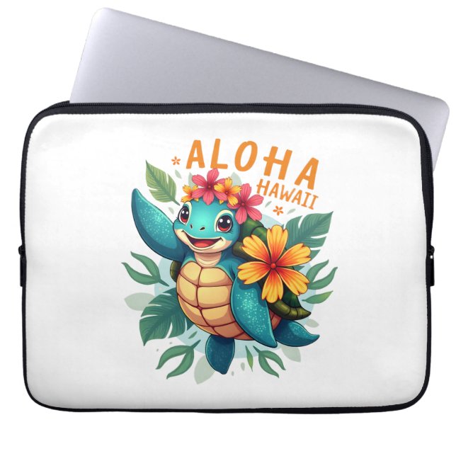 Funda Para Portátil Aloha Hawaii-Shirt Mujeres Chicas de tortugas mari (Frente)