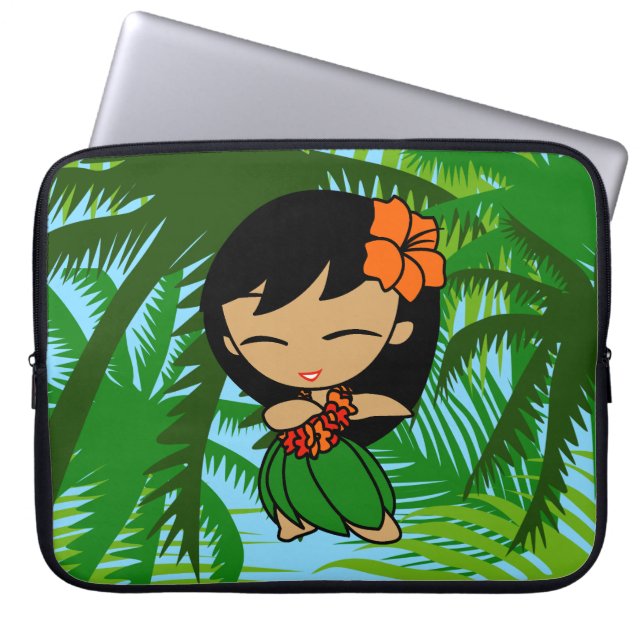 Funda Para Portátil Aloha Honeys Hawaiian Palms Hula Chica Wetsuit (Frente)