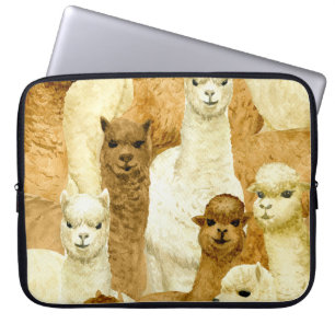 Funda Para Portátil Alpacas acuarela, fondo dibujado a mano sin inconv