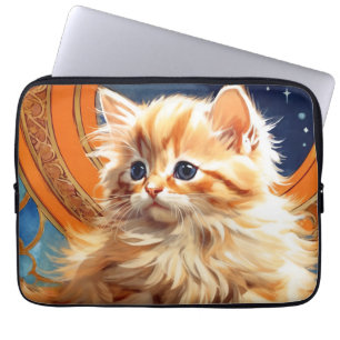 Funda Para Portátil Alphonse Mucha Art Nouveau Naranja Cat