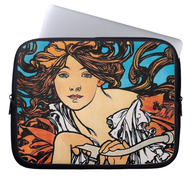 Funda Para Portátil Alphonse Mucha - Ciclos Perfecta Retro Art Nouveau (Frente)