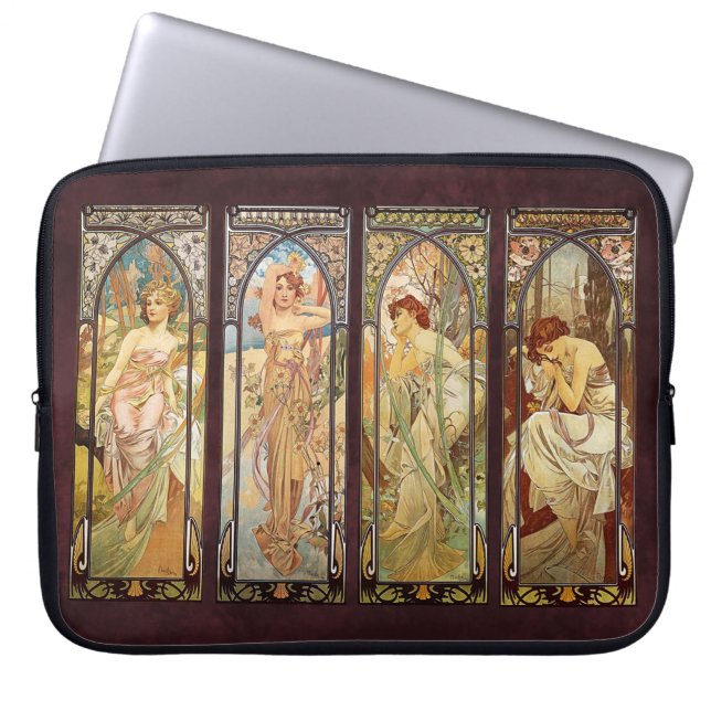 Funda Para Portátil Alphonse Mucha, los tiempos del día (Frente)