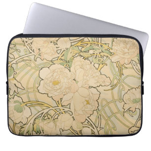 Funda Para Portátil Alphonse Mucha Peonies Peony Rosas Fawn 1897