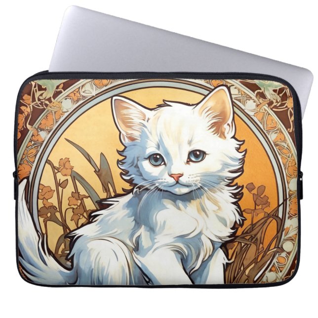 Funda Para Portátil Alphonse Mucha Style Cat (Frente)