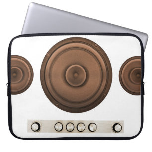 Funda Para Portátil Altavoces retro: marrón, blanco aislado.