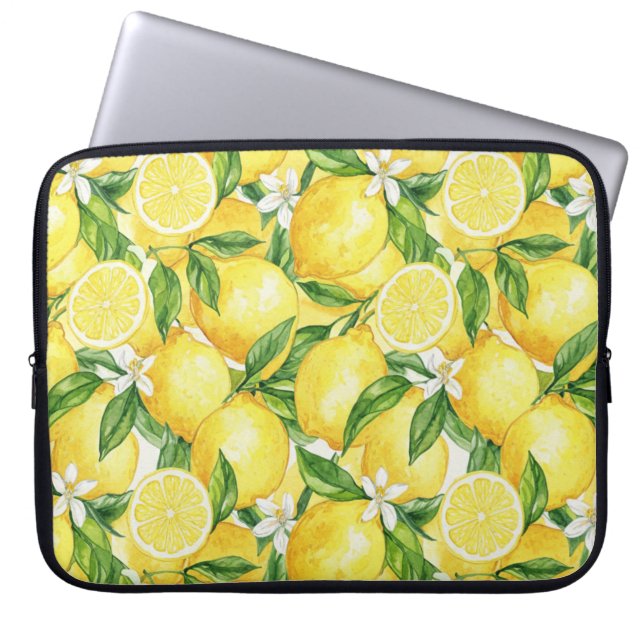 Funda Para Portátil Amalfi Sunshine Watercolor Lemon Pattern (Frente)