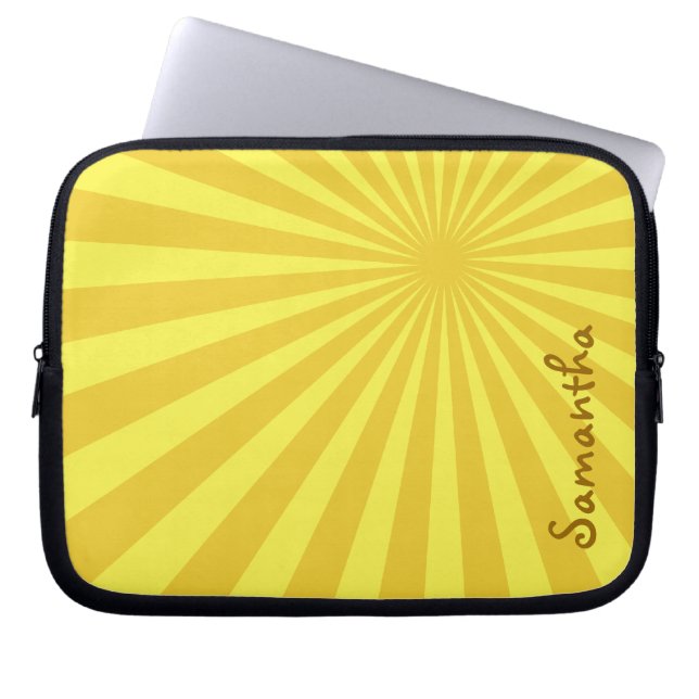 Funda Para Portátil Amanecer amarillo "Añadir tu nombre" (Frente)