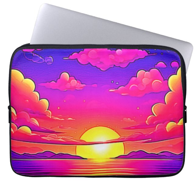 Funda Para Portátil Amanecer rosa y morado (Frente)
