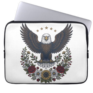 Funda Para Portátil Amante del vino tinto y azul patriótico