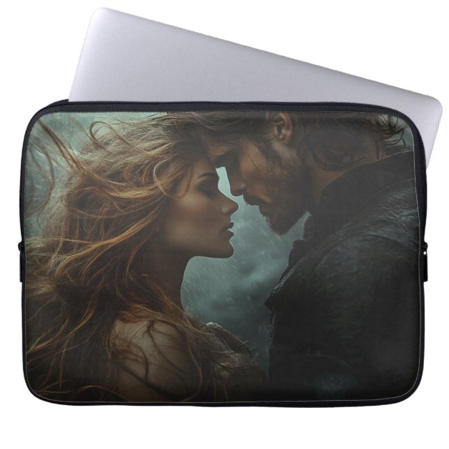 Funda Para Portátil Amantes de la fantasía romántica en tormenta (Frente)