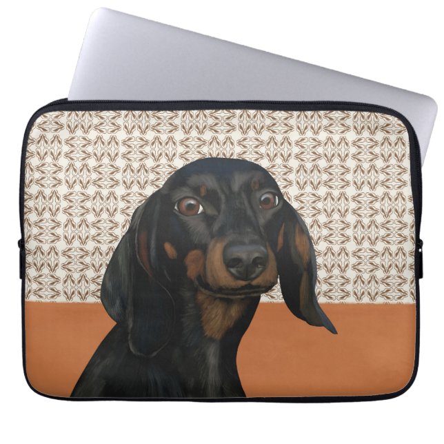 Funda Para Portátil Amantes del perro de Dachshund negro (Frente)