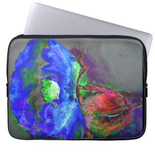 Funda Para Portátil Amapola azul, flor abstracta azul