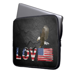 Funda Para Portátil Amar la bandera estadounidense y el águila
