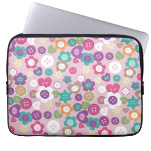 Funda Para Portátil Amar los botones de coser rosados