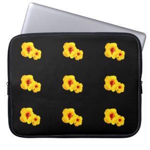 Funda para portátil amarilla Hibiscus