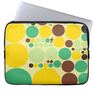 Funda Para Portátil Amarillo, azul, modelo de lunares de Brown