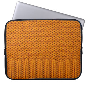 Funda Para Portátil Amarillo brillante: textura de punto hecha a mano.