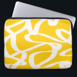 Funda Para Portátil Amarillo de la línea abstracta<br><div class="desc">Formas abstractas - Patrón rayado - fondo amarillo con líneas blancas.</div>