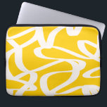 Funda Para Portátil Amarillo de la línea abstracta<br><div class="desc">Formas abstractas - Patrón rayado - fondo amarillo con líneas blancas.</div>