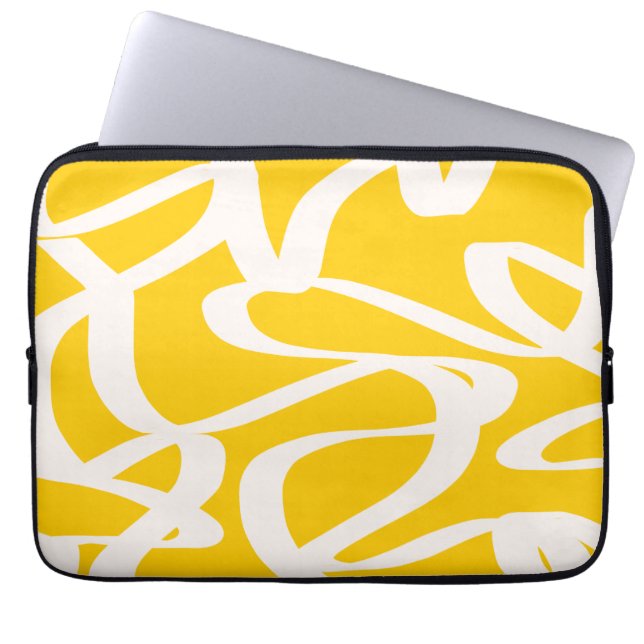 Funda Para Portátil Amarillo de la línea abstracta (Frente)