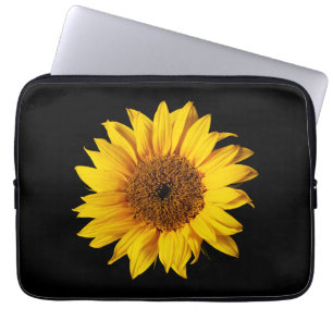 Funda Para Portátil Amarillo del girasol en el negro - flores