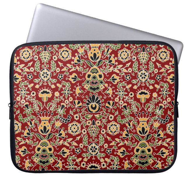 Funda Para Portátil Amarillo, verde, negro sobre rojo profundo (Frente)
