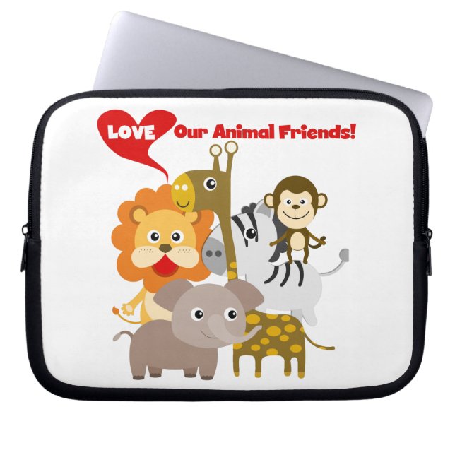 Funda Para Portátil Ame a nuestros amigos animales (Frente)