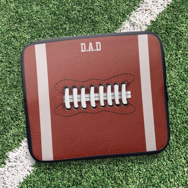 Funda Para Portátil American Football Fan Monogram Laptop Sleeve (Add your initials to this American football ball inspired laptop sleeve)