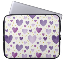 Funda Para Portátil Amethyst Dream Watercolor Hearts