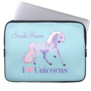 Funda Para Portátil Amo a las Unicornios personalizadas