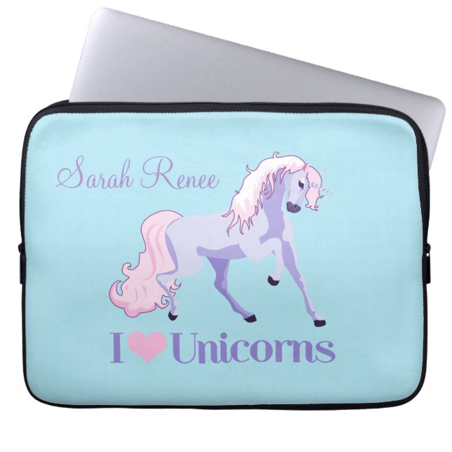 Funda Para Portátil Amo a las Unicornios personalizadas (Frente)