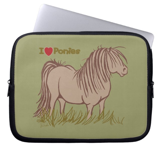 Funda Para Portátil Amo a los ponis (Frente)