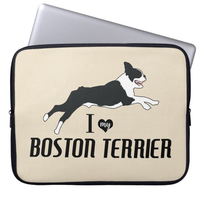Funda Para Portátil Amo a mi Perro Terrier de Boston   (Frente)