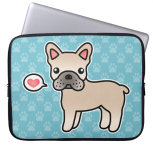 Funda Para Portátil Amor de Bulldog Francés Cartoon Crema