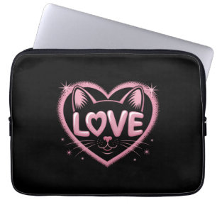 Funda Para Portátil Amor de Gato Brillante