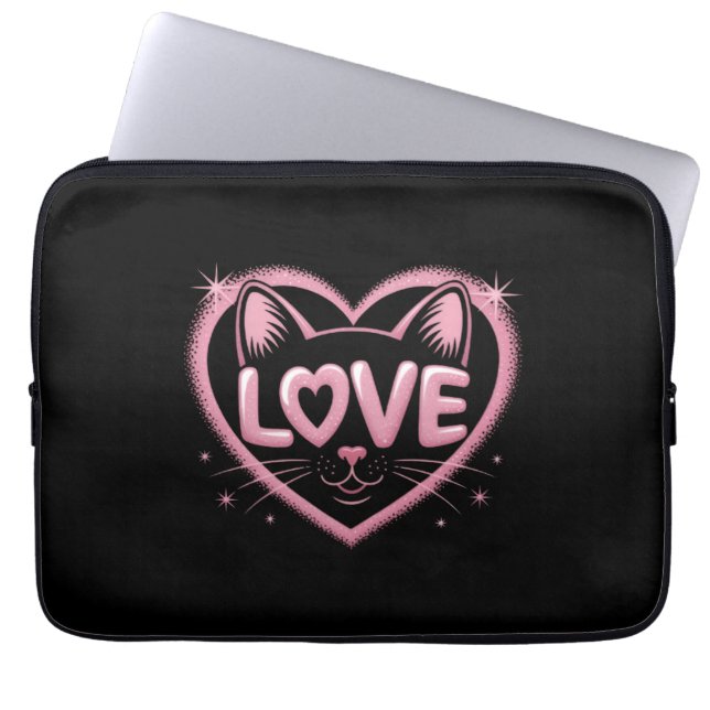 Funda Para Portátil Amor de Gato Brillante (Frente)