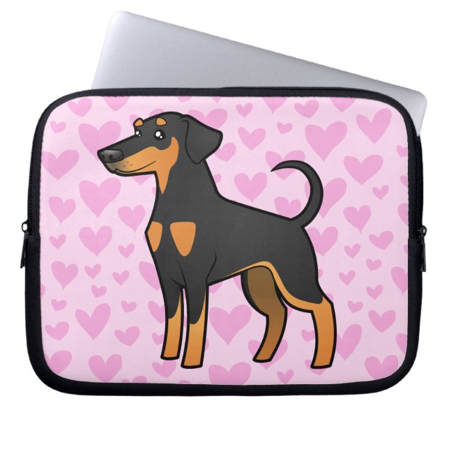 Funda Para Portátil Amor del Pinscher del Doberman (oídos flojos) (Frente)